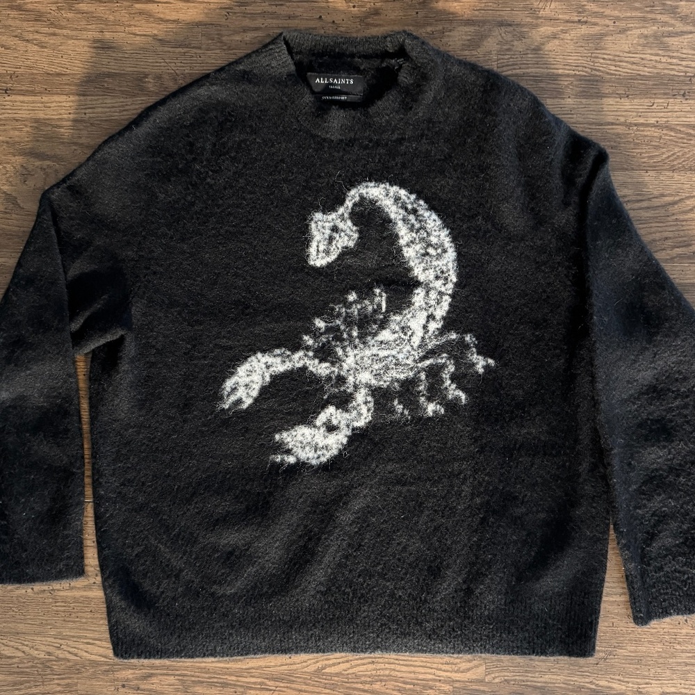 ALLSAINTS Scorpion Crew Jumper Wool-Alpaca Blend Sweater - Oversized Small Men